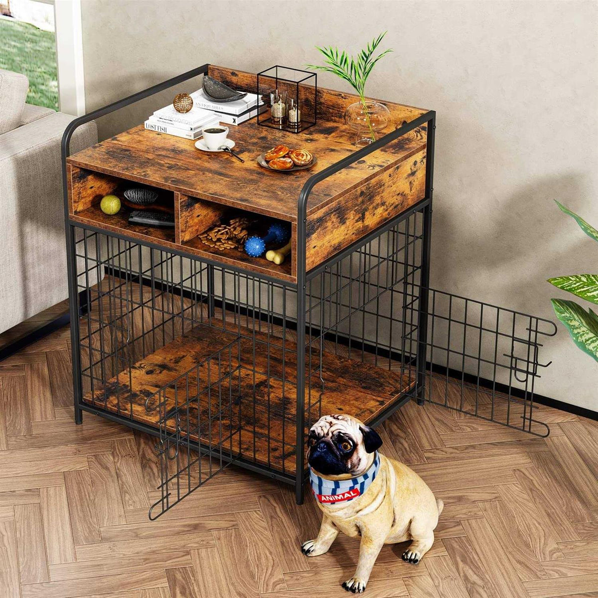 Wood Dog Crate Furniture with Drawers F652814