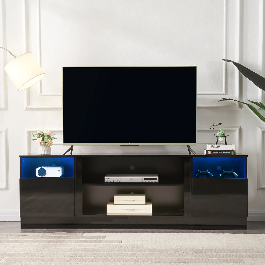 Black 70 inches Wood TV Stand with 36" Electric Fireplace M48157