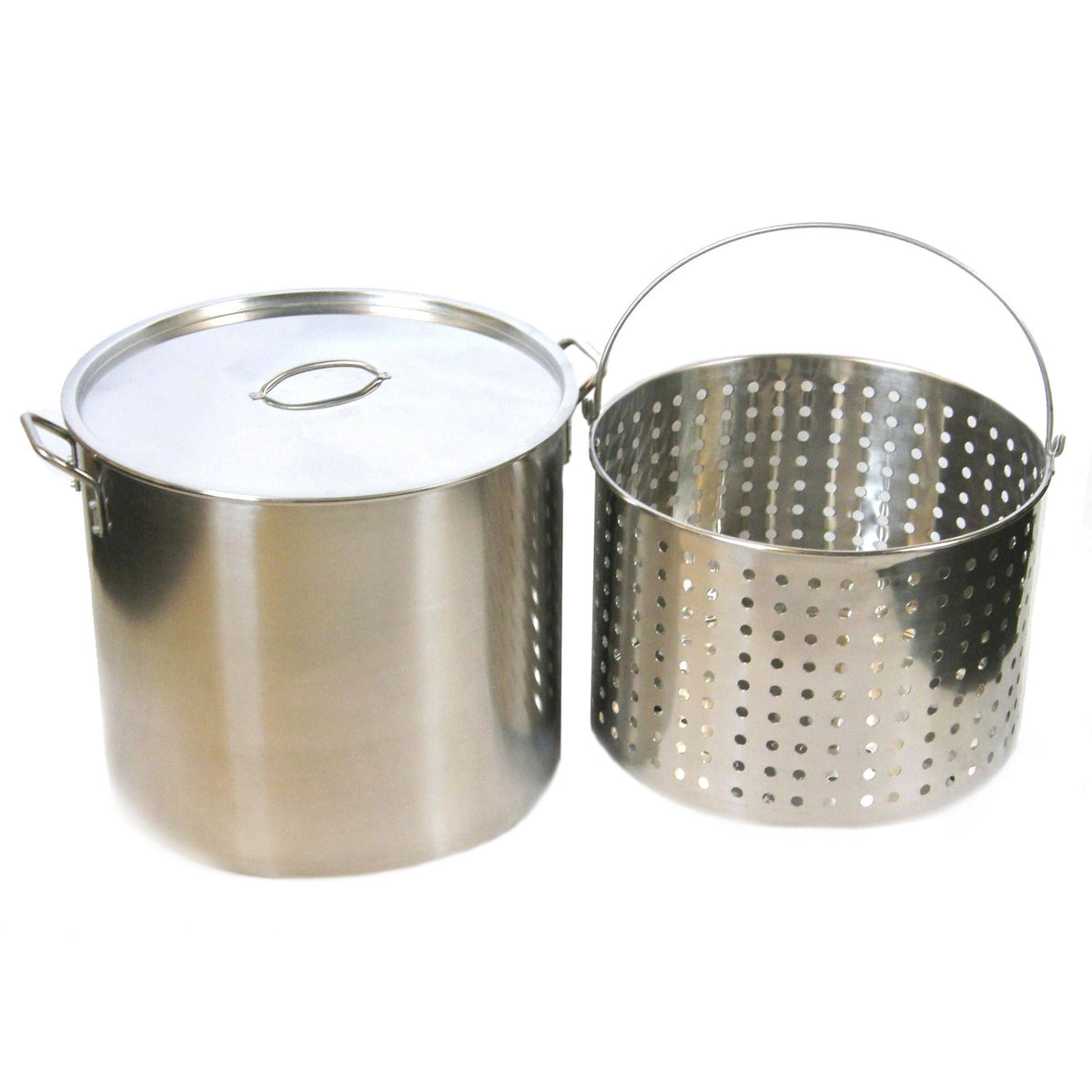 80-Quart Stainless Steel Stock Pot with Steamer Basket and Lid U7760