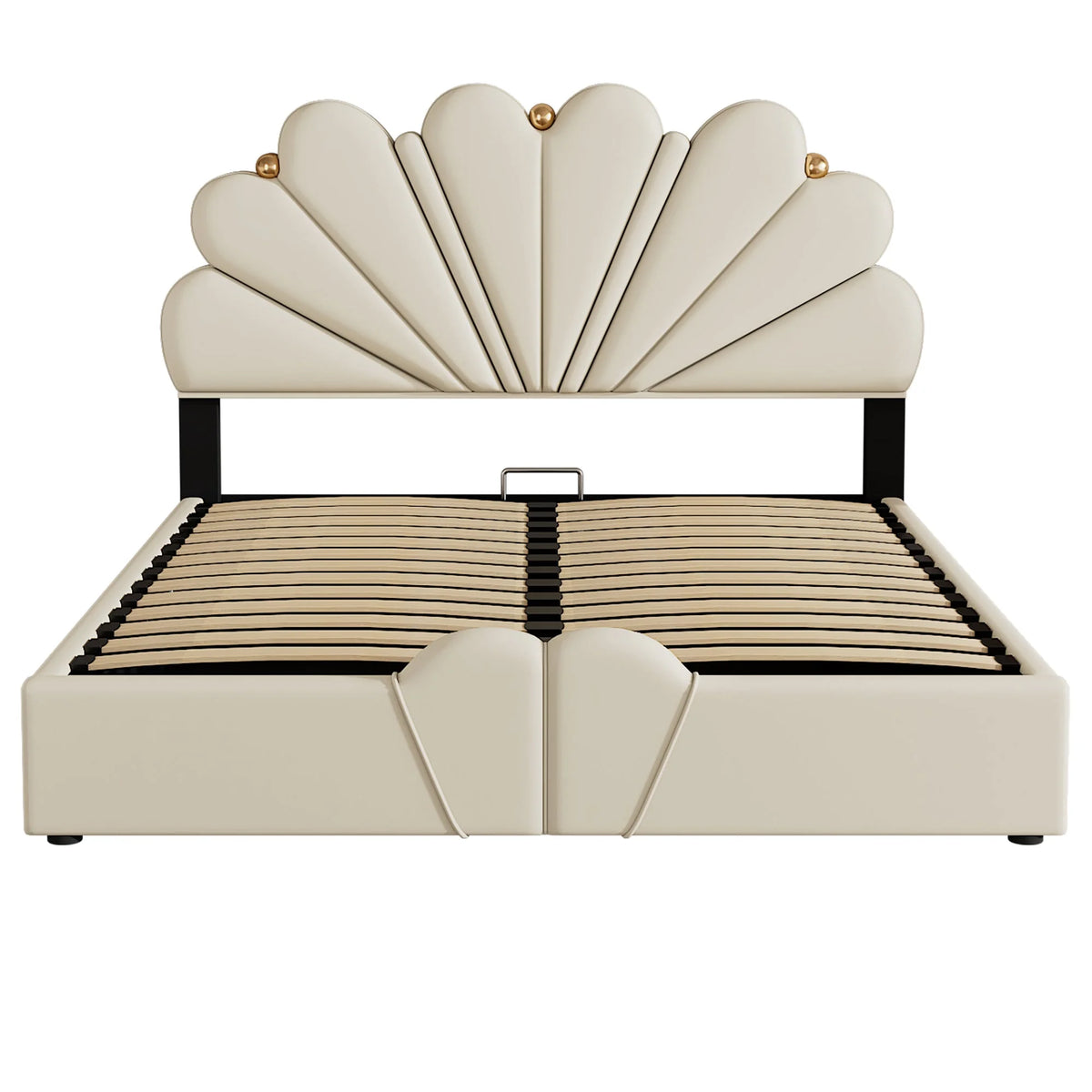Queen Size Beige Platform Bed N3199