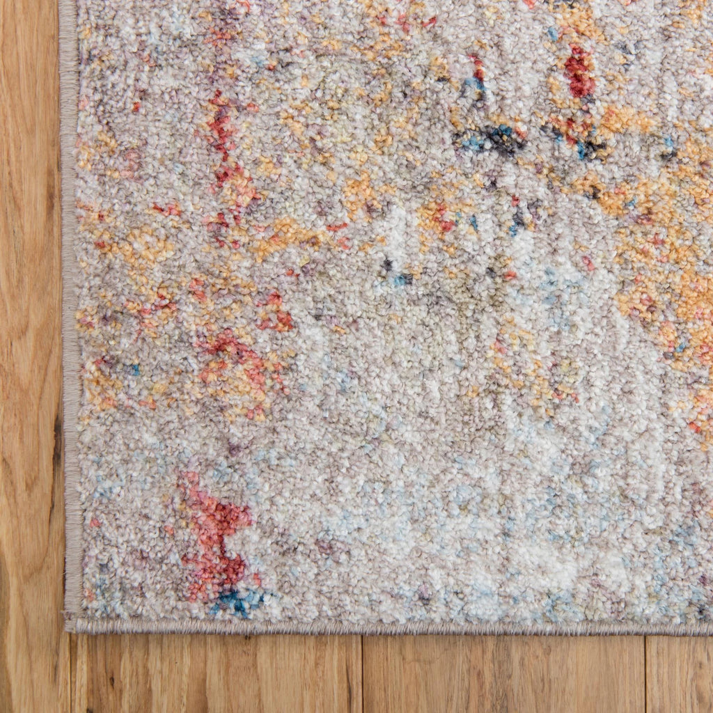 Rainbow Rug Multi/Beige 4' Square Abstract Bohemian E377055
