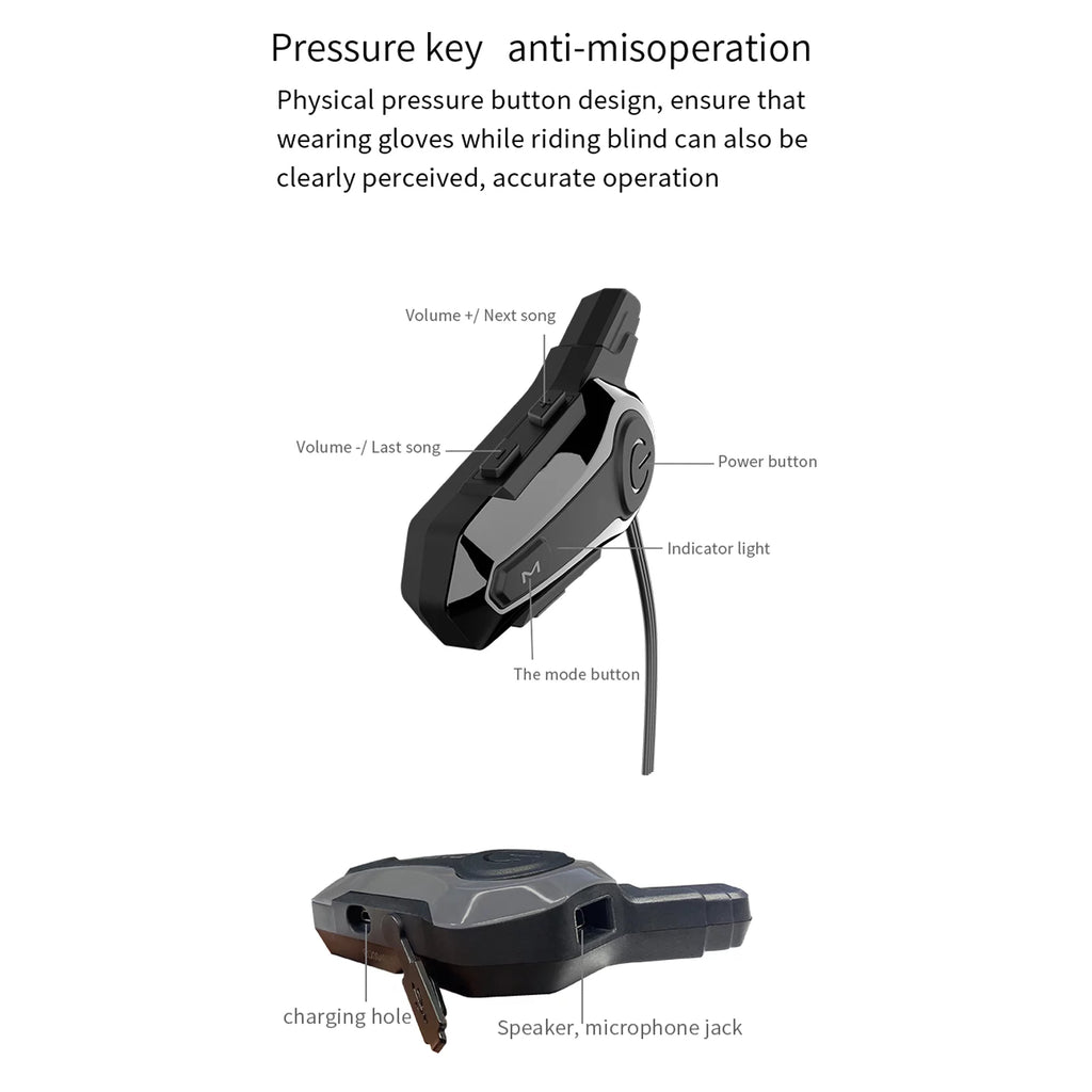 Waterproof Motorcycle BT Intercom Helmet BT Headset A842