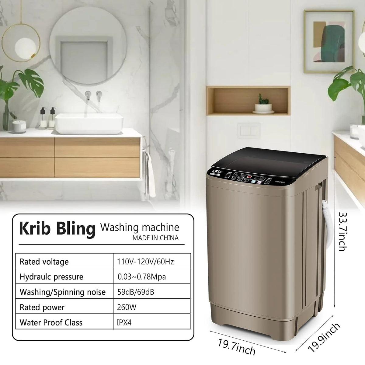 17.7 lbs Full Automatic Portable Washing Machine O8943