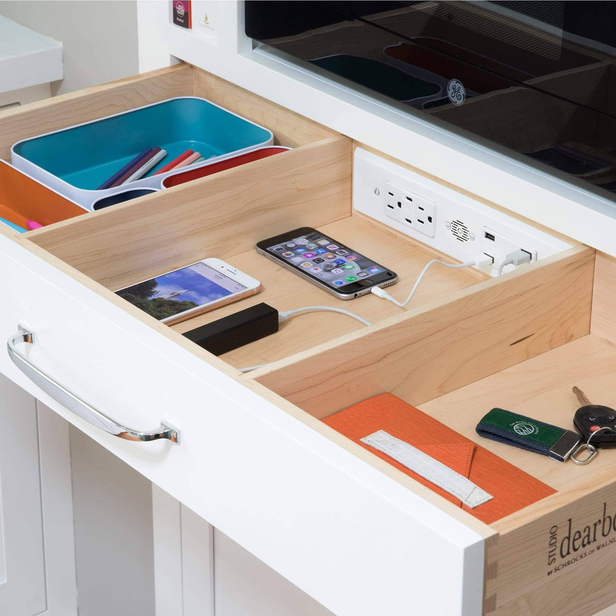 In-Drawer Outlet with 20 Amp AC Outlets USB-C USB-A Ports White Z907