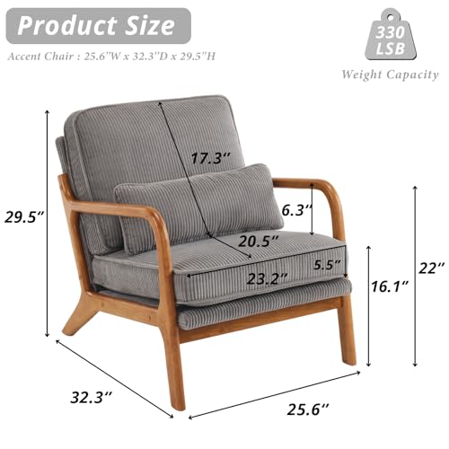 Corduroy Upholstered Accent Chair with Pillow L590