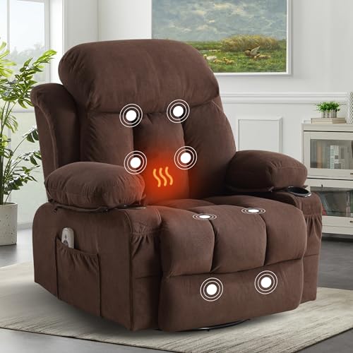 Grey Swivel Rocker Recliner Chair with Heat and Massage V709