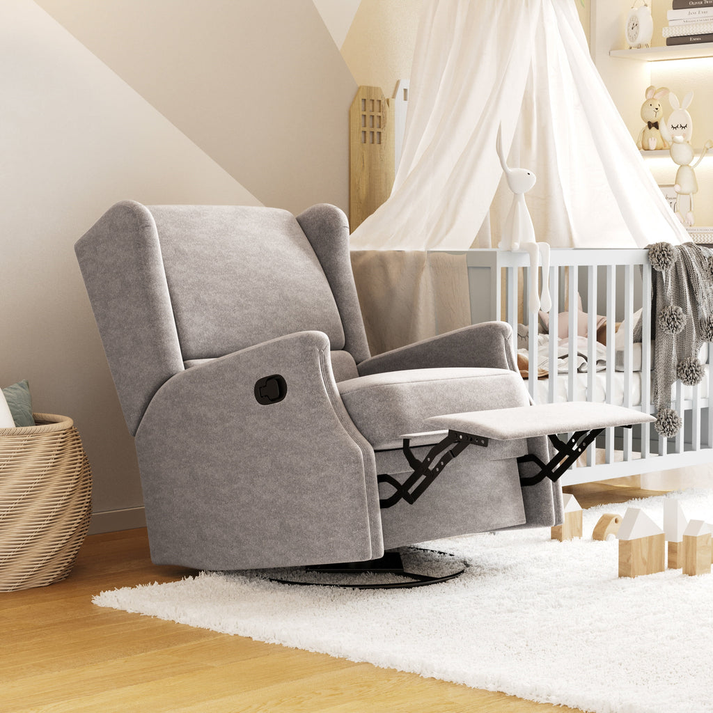 Light Gray Swivel Glider Rocker Recliner Chair Q35022