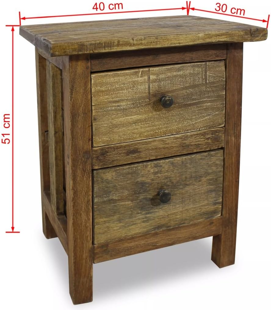 Solid Reclaimed Wood 2 Drawer Nightstand R81711
