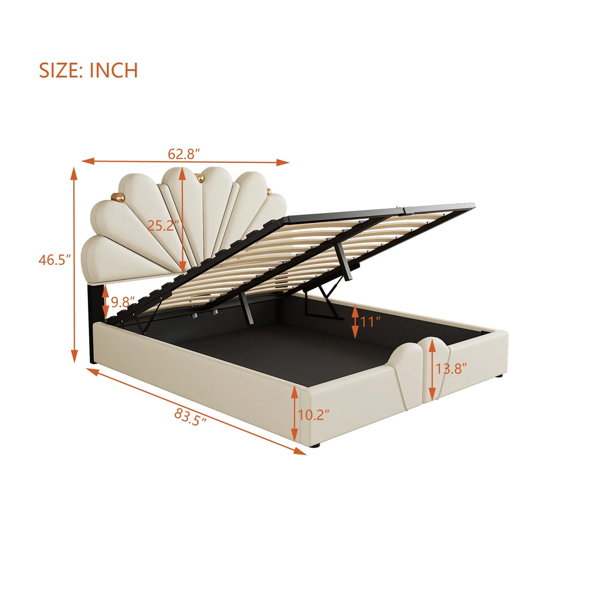 Queen Size Beige Platform Bed N3199