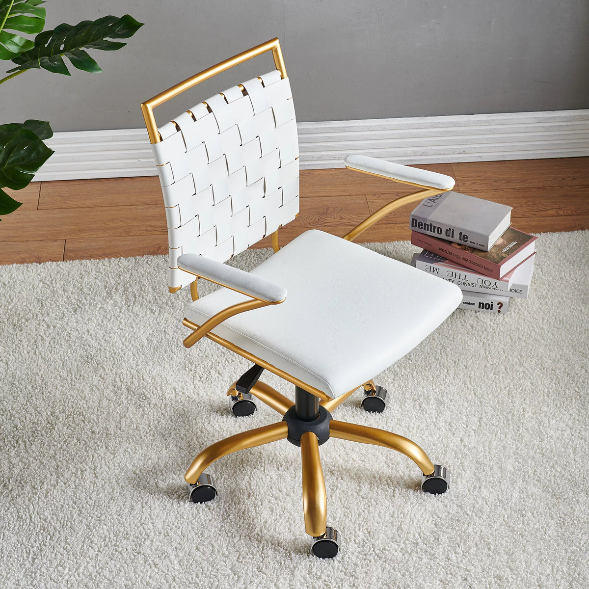 Vegan Leather Ergonomic Swivel Desk Chair J712801