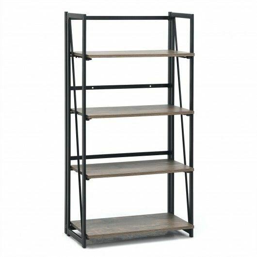 4-Tier Folding Industrial Bookshelf X6115
