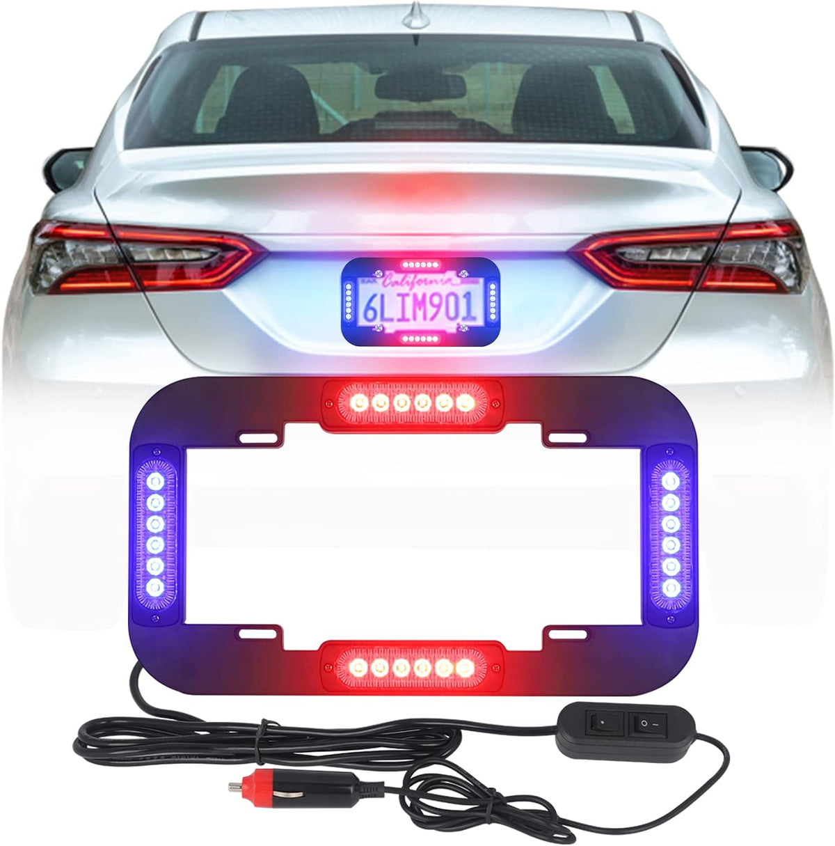 Amber and White 13.5 inch 24 LED Emergency Strobe Lights Pack of 2 T3318