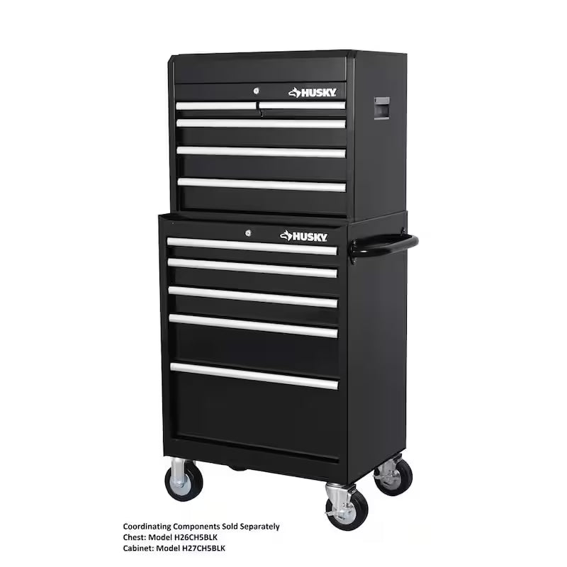 27 in. W 5-Drawer Gloss Black Rolling Tool Cabinet P602