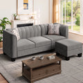 Black L Shaped Linen Fabric Sectional Sofa N842