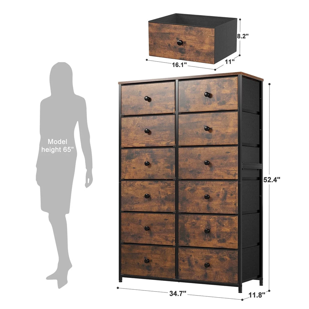 Black 12 Drawer Fabric Dresser R59346