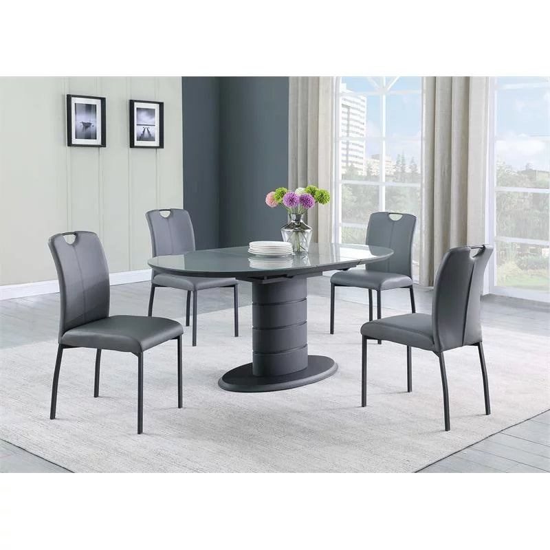 Matte Gray & Black Wood 5-PC Dining Set I909148