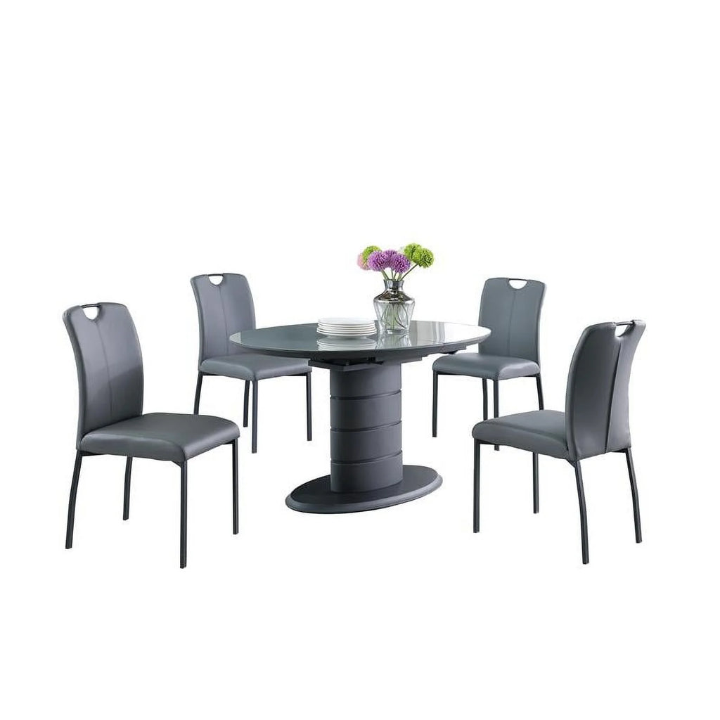 Matte Gray & Black Wood 5-PC Dining Set I909148
