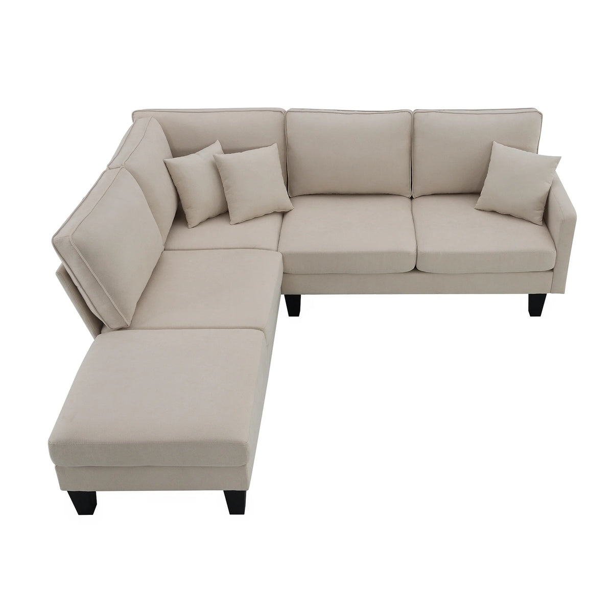Beige L Shape Sectional Sofa with Recliner D175867
