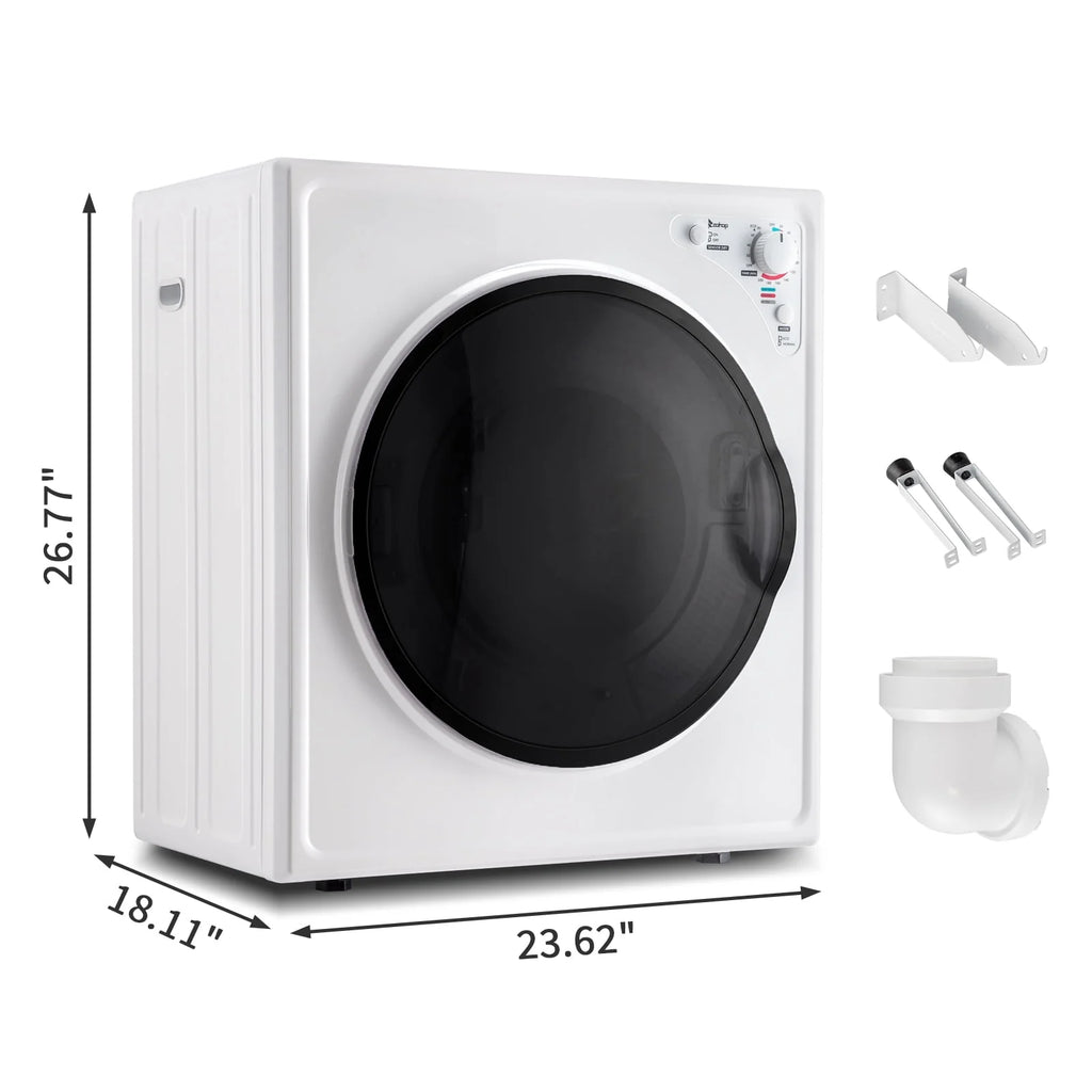 2.6CUFT Electric Compact Portable Clothes Dryer with Stainless Steel Tub, White S172914