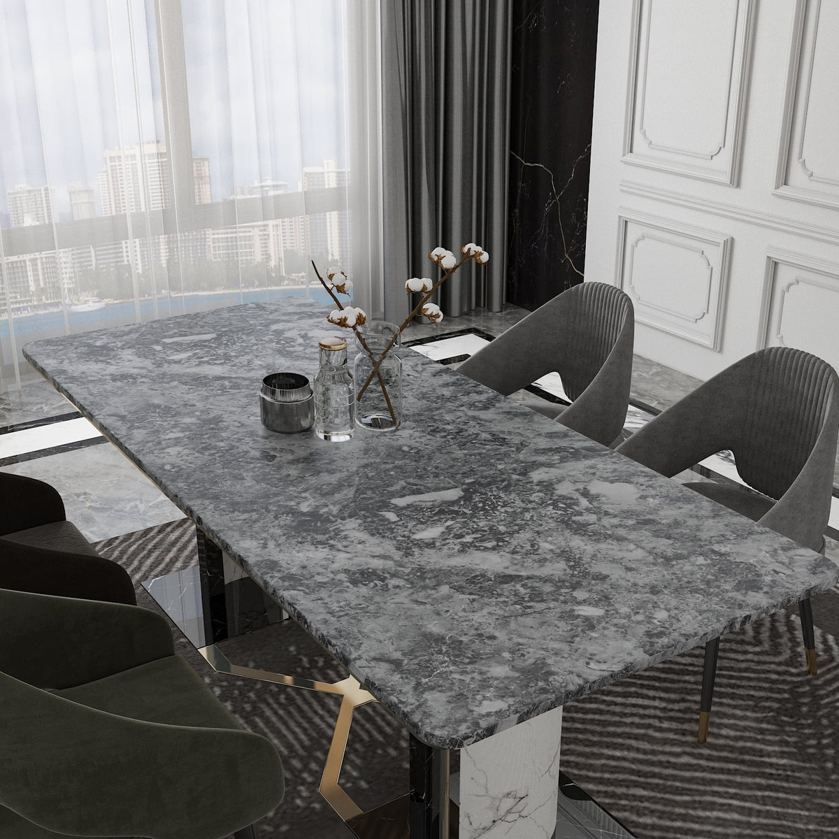 Charcoal Grey Marble Contact Paper Self Adhesive Waterproof Vinyl Wallpaper E39378