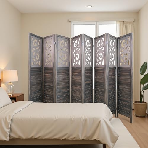 8 Panel Wood Peg Board Room Divider T19910