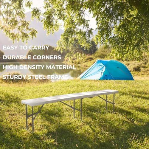 2.75ft White Plastic Folding Bench E5558