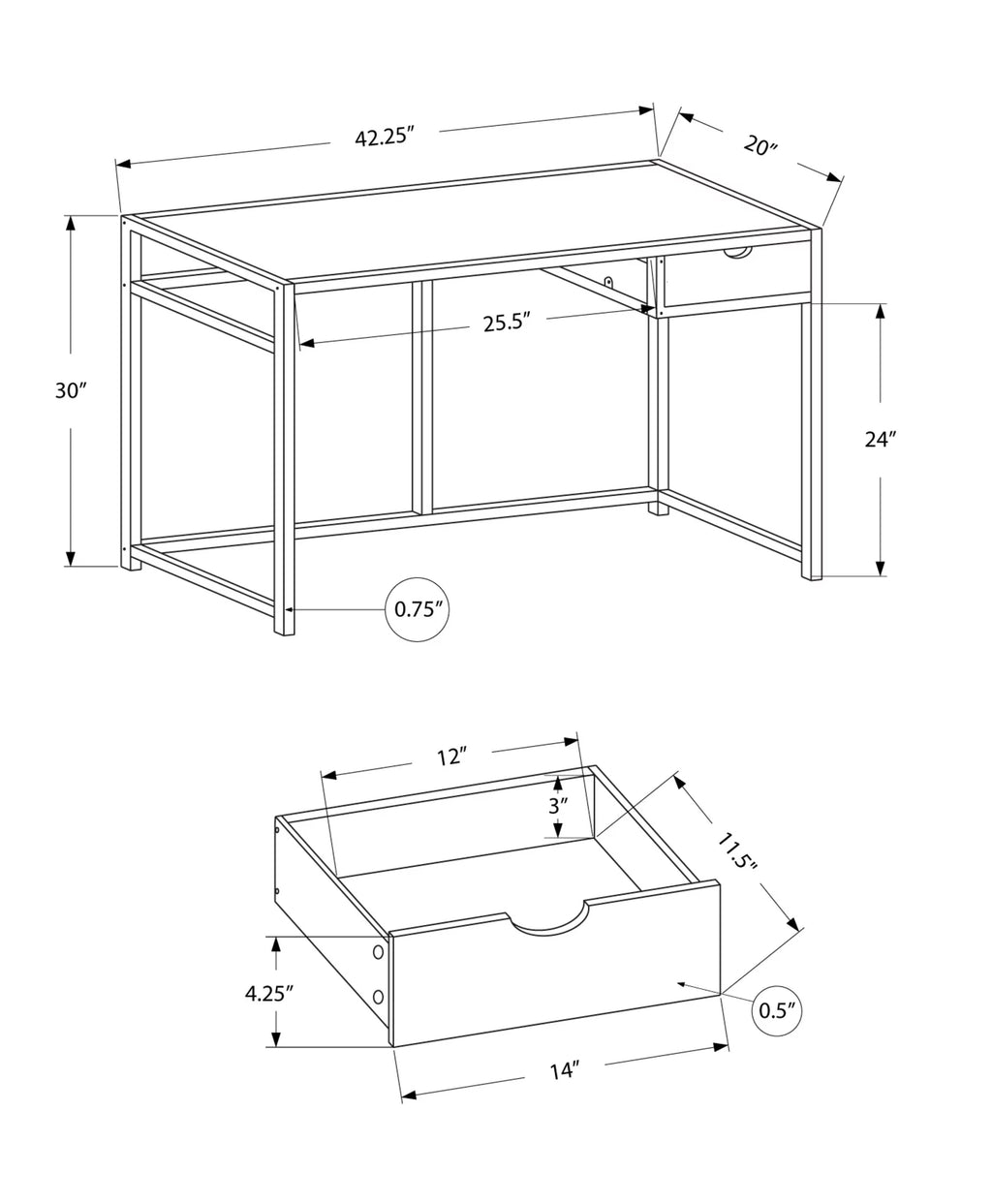 Brown Laminate Computer Desk with Storage Drawer E31671