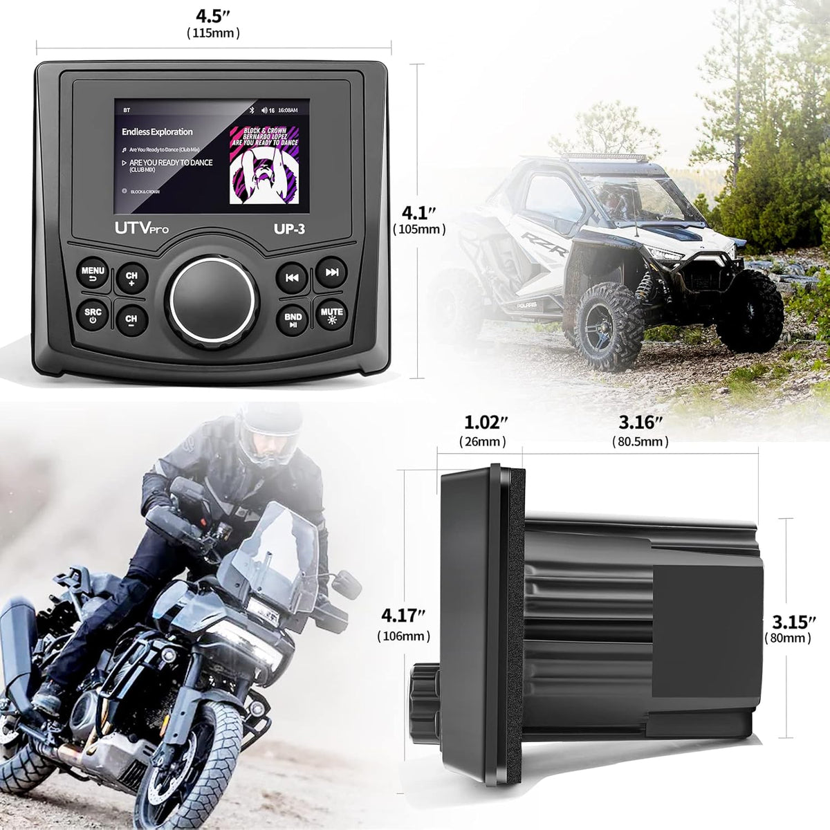 UTV Stereo AM/FM with Bluetooth Streaming 3 Zone L90179