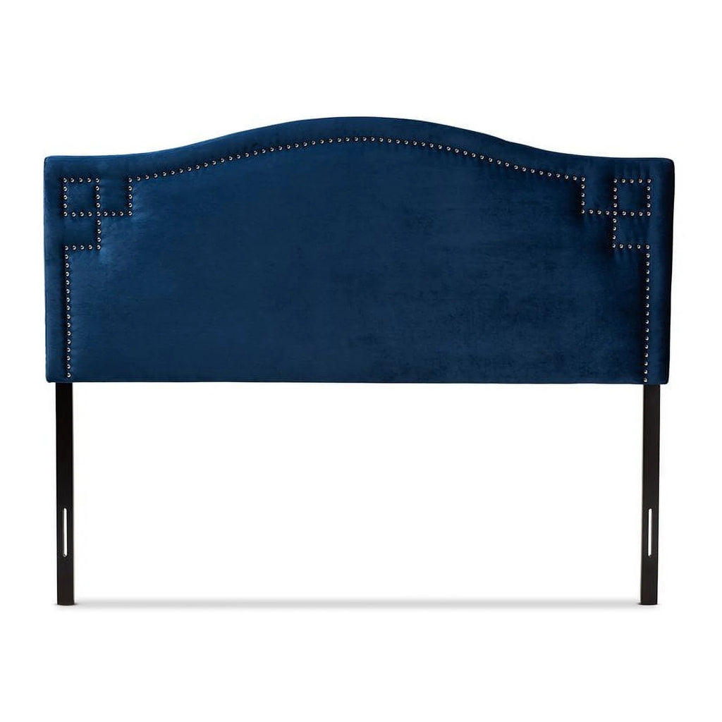 Modern Velvet and Wood Queen Headboard in Royal Blue P738585