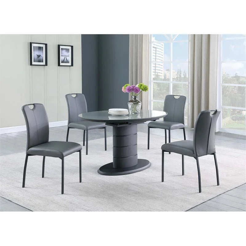 Matte Gray & Black Wood 5-PC Dining Set I909148