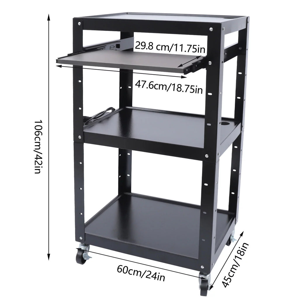 AV Cart with Keyboard Tray Rolling Desk with Wheels N686