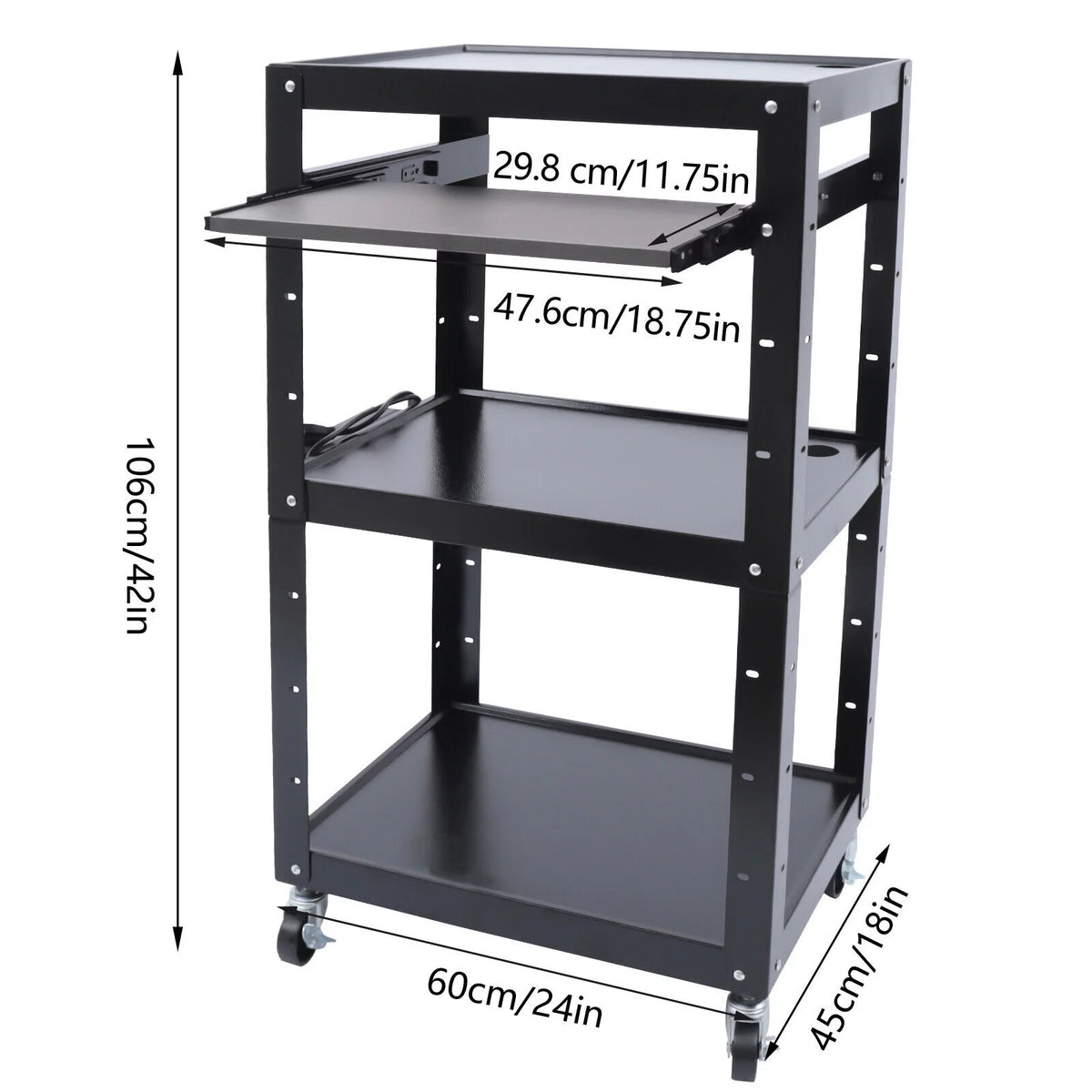 AV Cart with Keyboard Tray Rolling Desk with Wheels N686