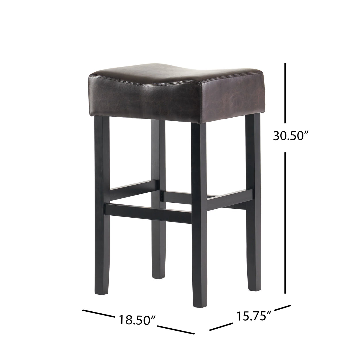 Brown Bonded Leather Backless Bar Stool Set of 2 U248