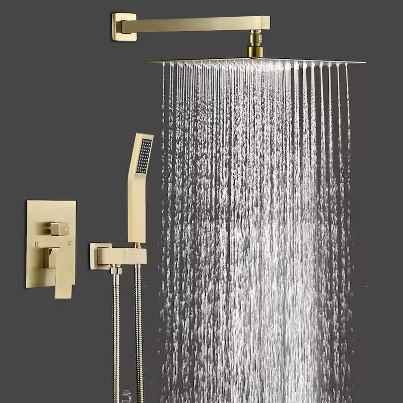 Brushed Gold 12 in. Shower Faucet Head with Handheld K8704