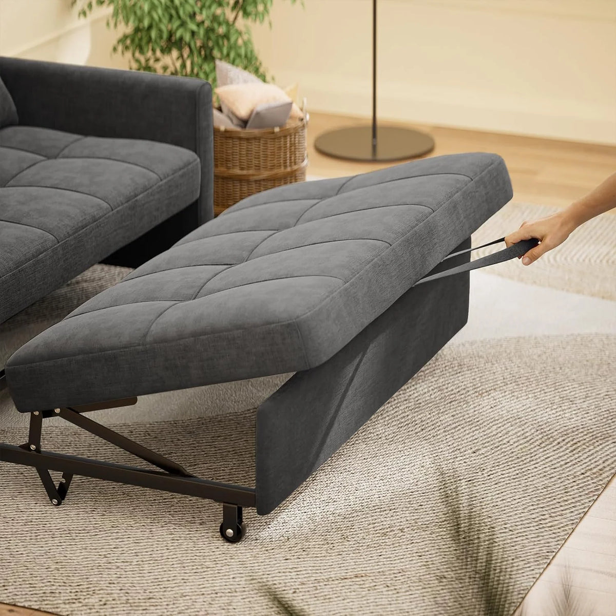 Dark Gray Convertible Sleeper Sofa Bed U6351