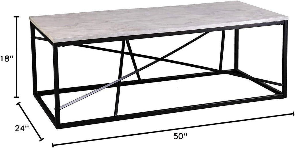 White Faux Marble Coffee Cocktail Table I205
