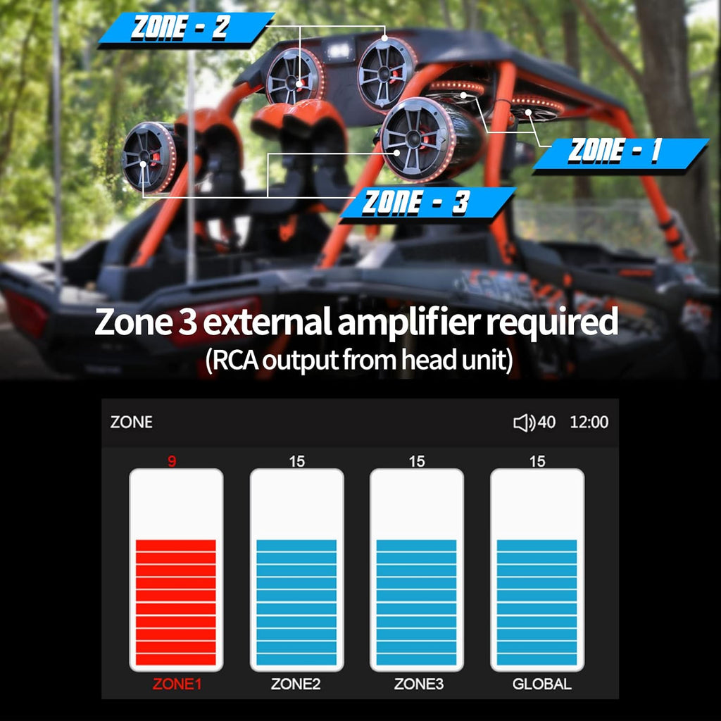 UTV Stereo AM/FM with Bluetooth Streaming 3 Zone L90179
