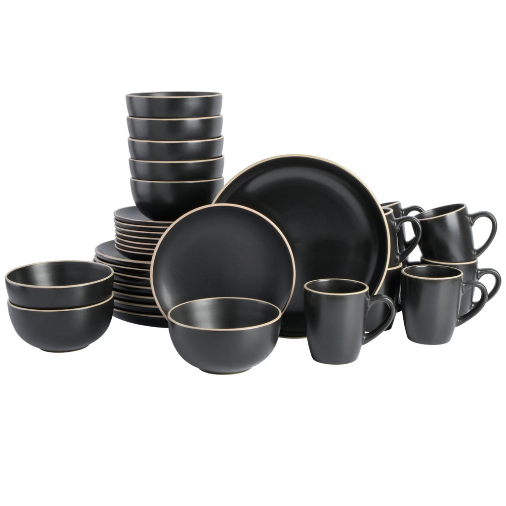 32 Piece Black Dinnerware Set T667435