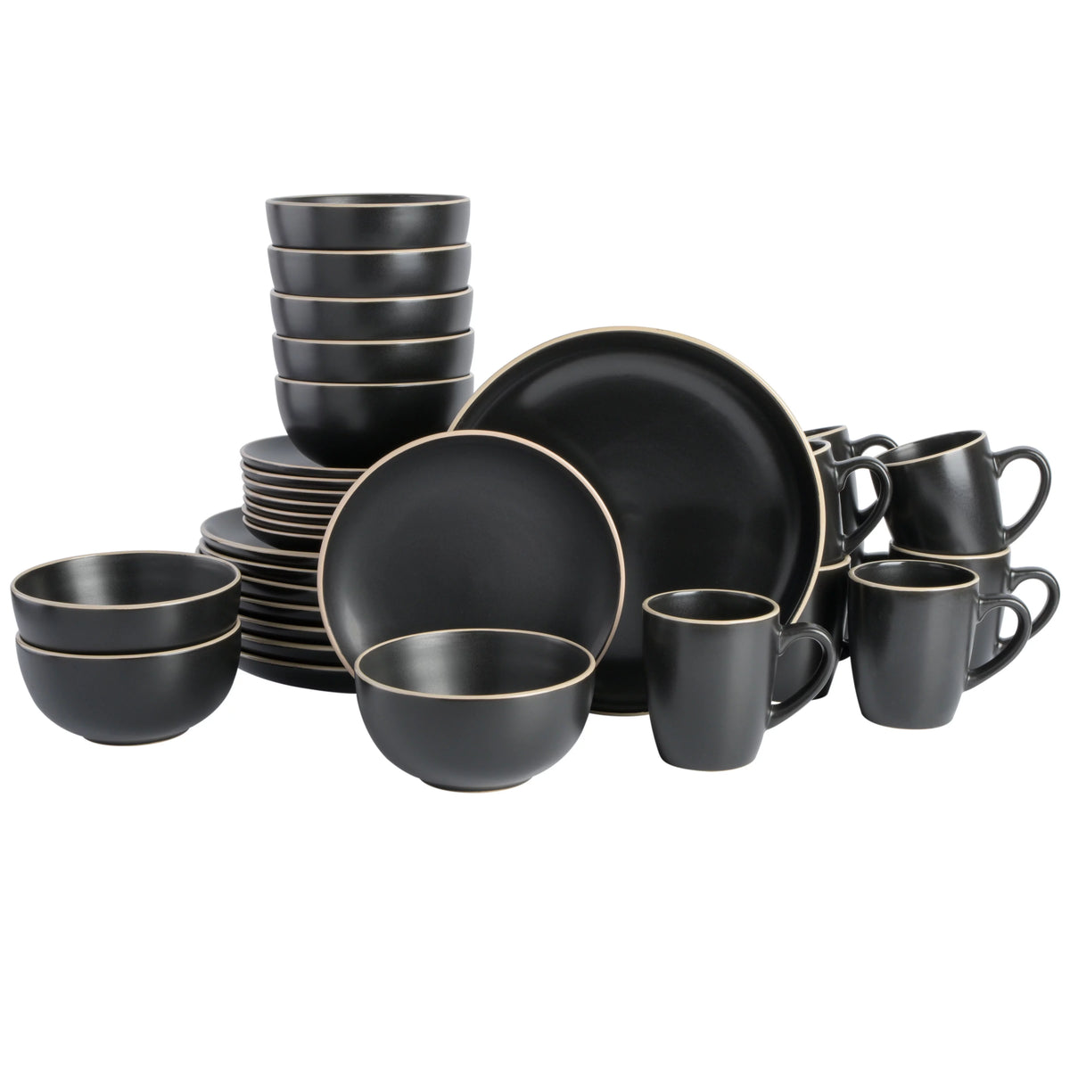 32 Piece Black Dinnerware Set T667435