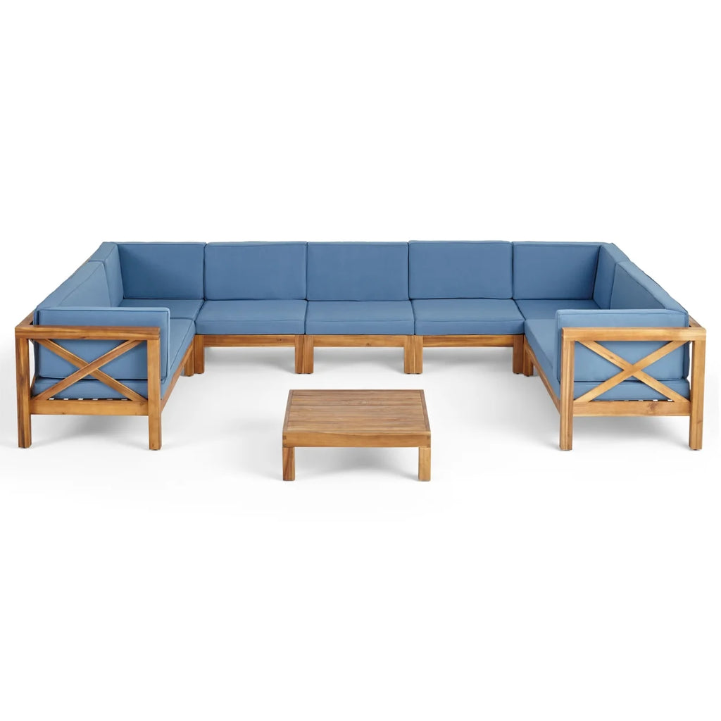 9 Seater Acacia Wood Sectional Sofa Set K354