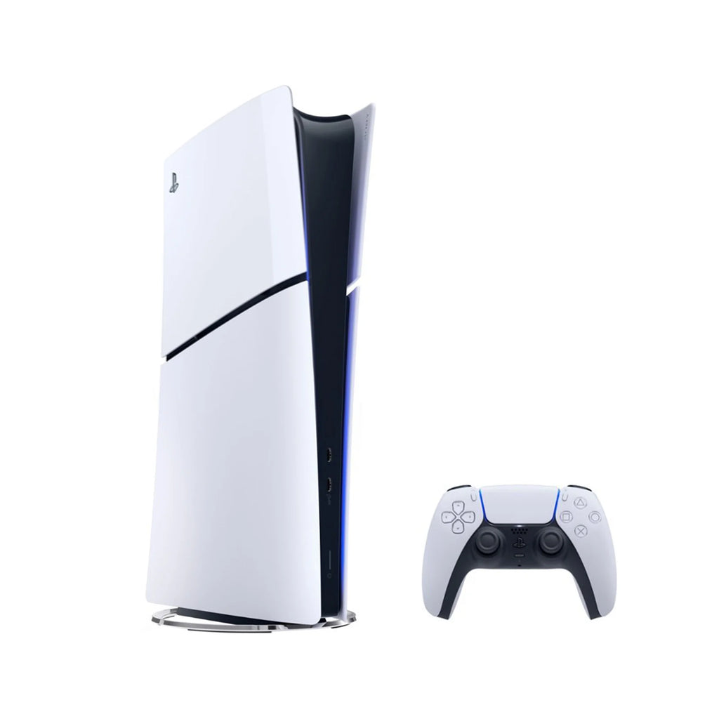 White PlayStation 5 Slim Digital Edition 1TB Gaming Console with Two Controllers S31761