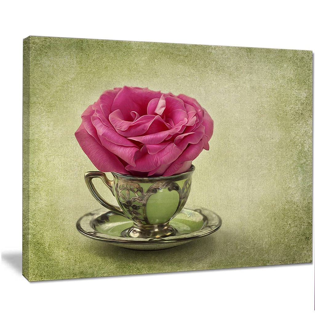 Red Floral Canvas Artwork Print 40 in. Wide x 30 in. High Z492410