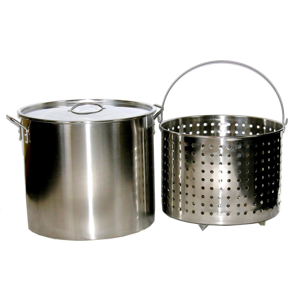 80-Quart Stainless Steel Stock Pot with Steamer Basket and Lid U7760