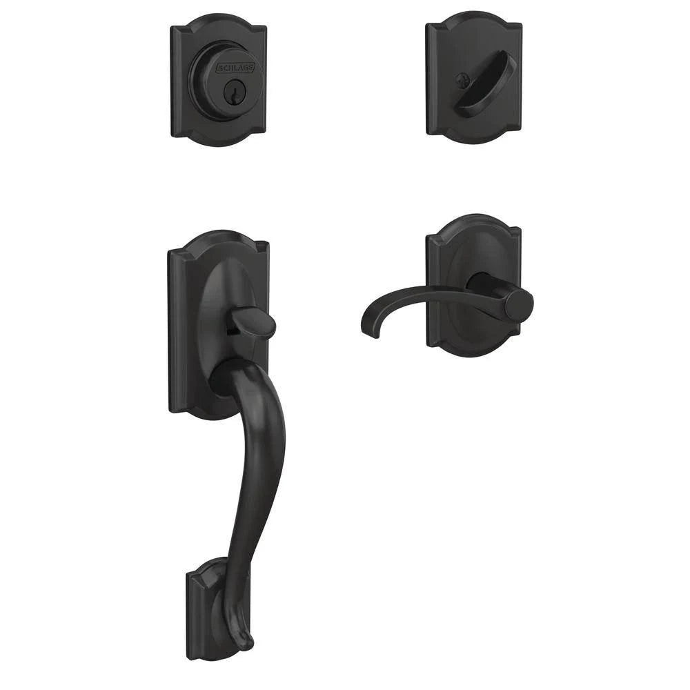 Matte Black Single Cylinder Door Handleset with Door Lever L5549