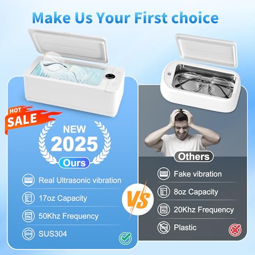 50KHz Ultrasonic Jewelry Cleaner with 3 Timer Modes T6709