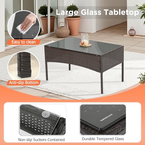Wicker Patio Furniture Set of 3 with Coffee Table, Black L538635