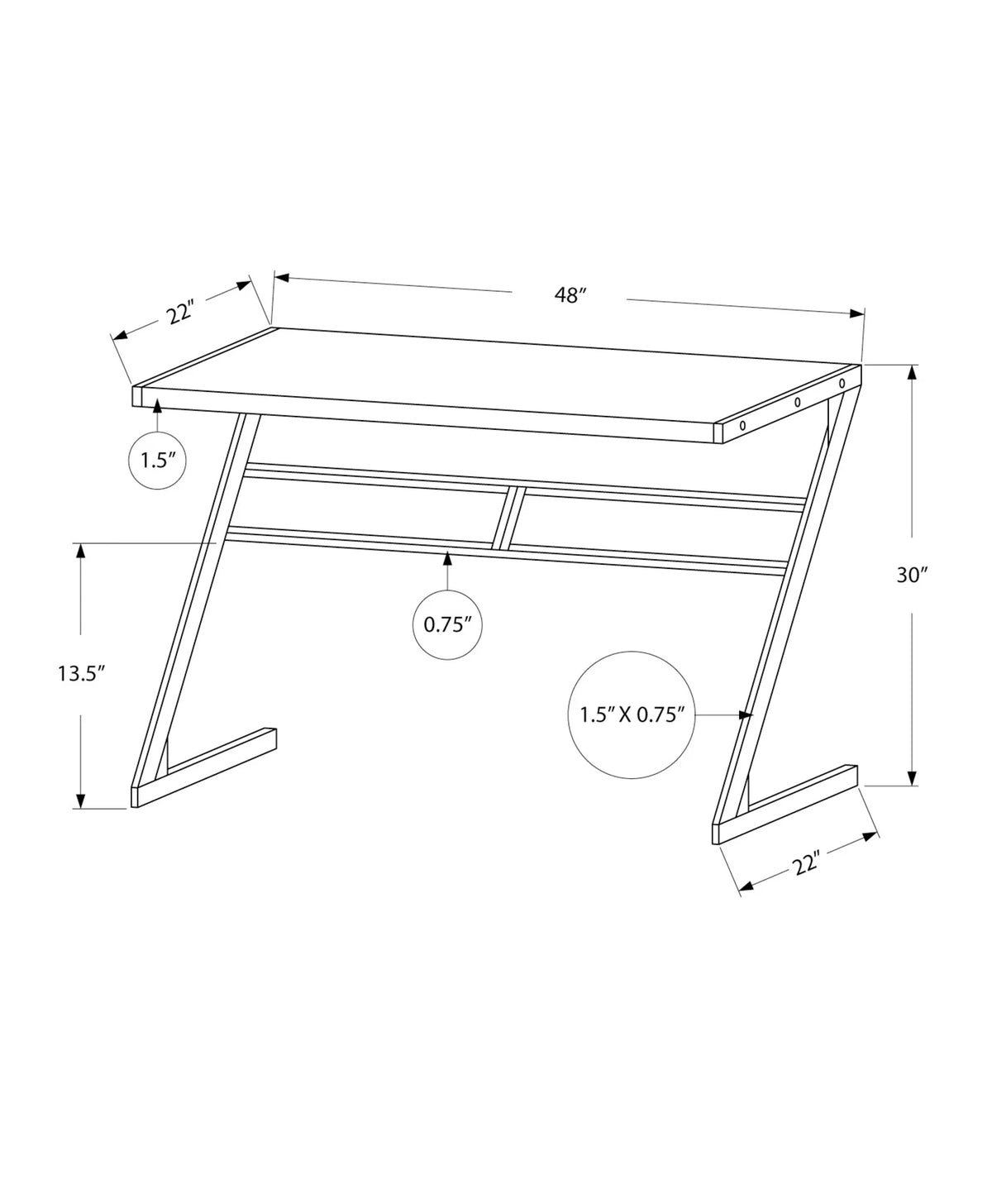 Computer Desk, 48"L, Brown Laminate, Grey Metal L88744