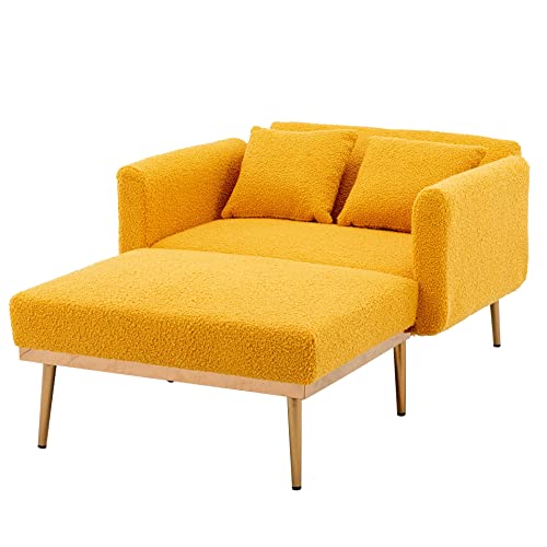 Velvet Pink Tufted Upholstered Accent Chair with Ottoman H27255