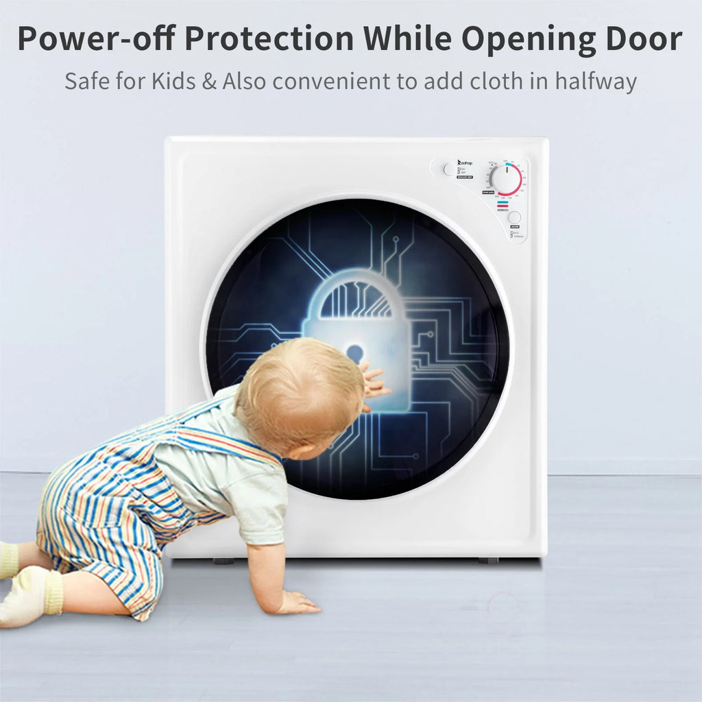 2.6CUFT Electric Compact Portable Clothes Dryer with Stainless Steel Tub, White S172914
