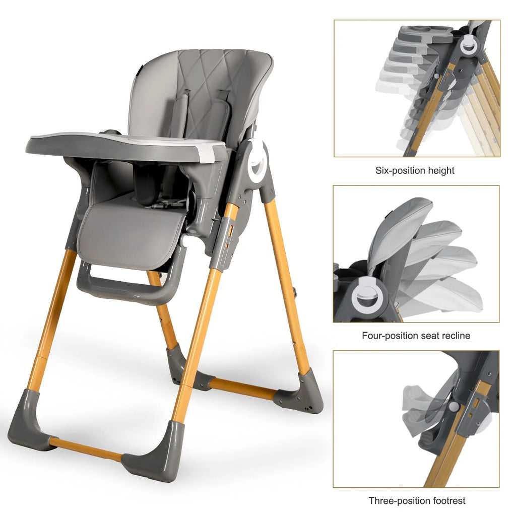 Foldable High Chair with Detachable Double Trays O717149